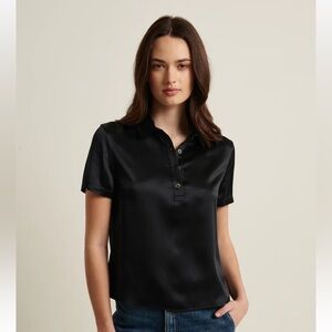 black silk short sleeve Women's Top